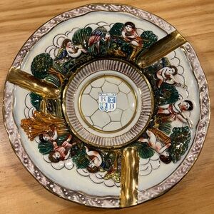 Vintage mid century KB Capodimonte gilded cigar/cigarette ashtray